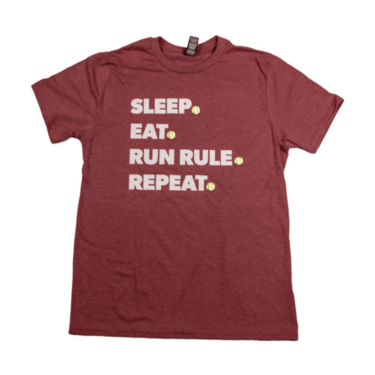 Youth-sized Sleep. Eat. Run Rule. Repeat. Unisex t-shirts